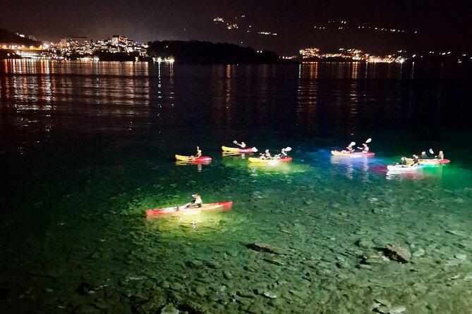 Budva: 2-Hour «Night Lights» Kayak Tour - The LED-lit route toward Sveti Nikola Island (Stop 1)